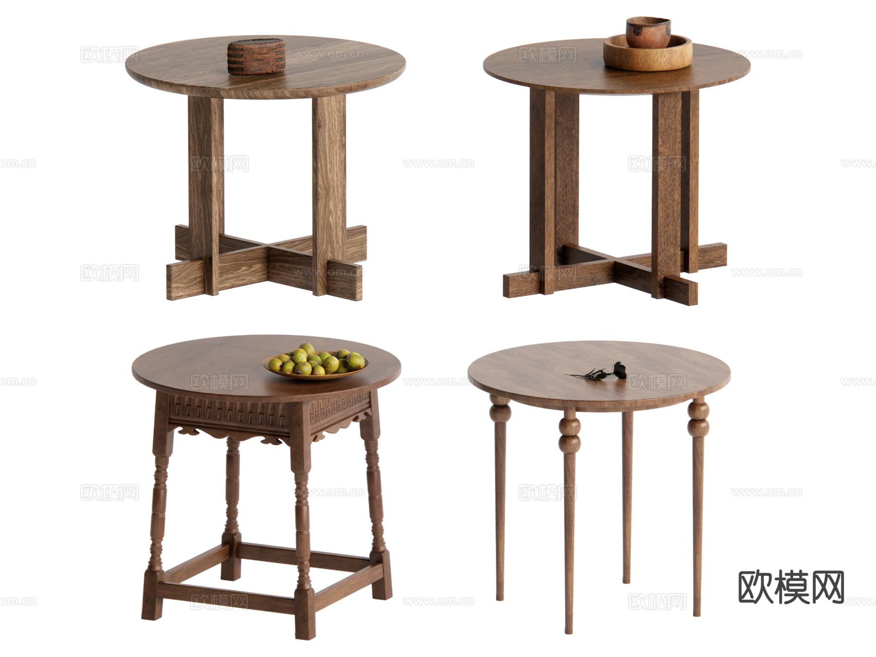 中古风边几 角几 圆几 桌几su模型下载（渲染图2）