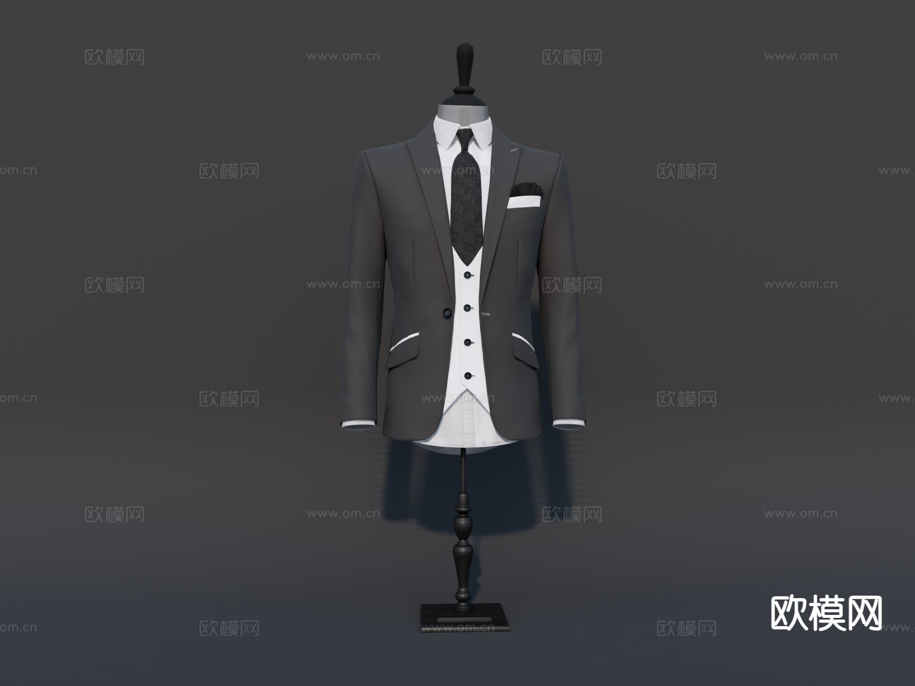 现代衣服 外套 男士西装su模型下载（渲染图2）