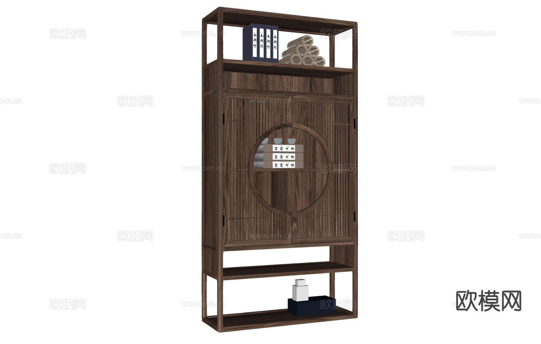 新中式博古架su模型下载（渲染图1）