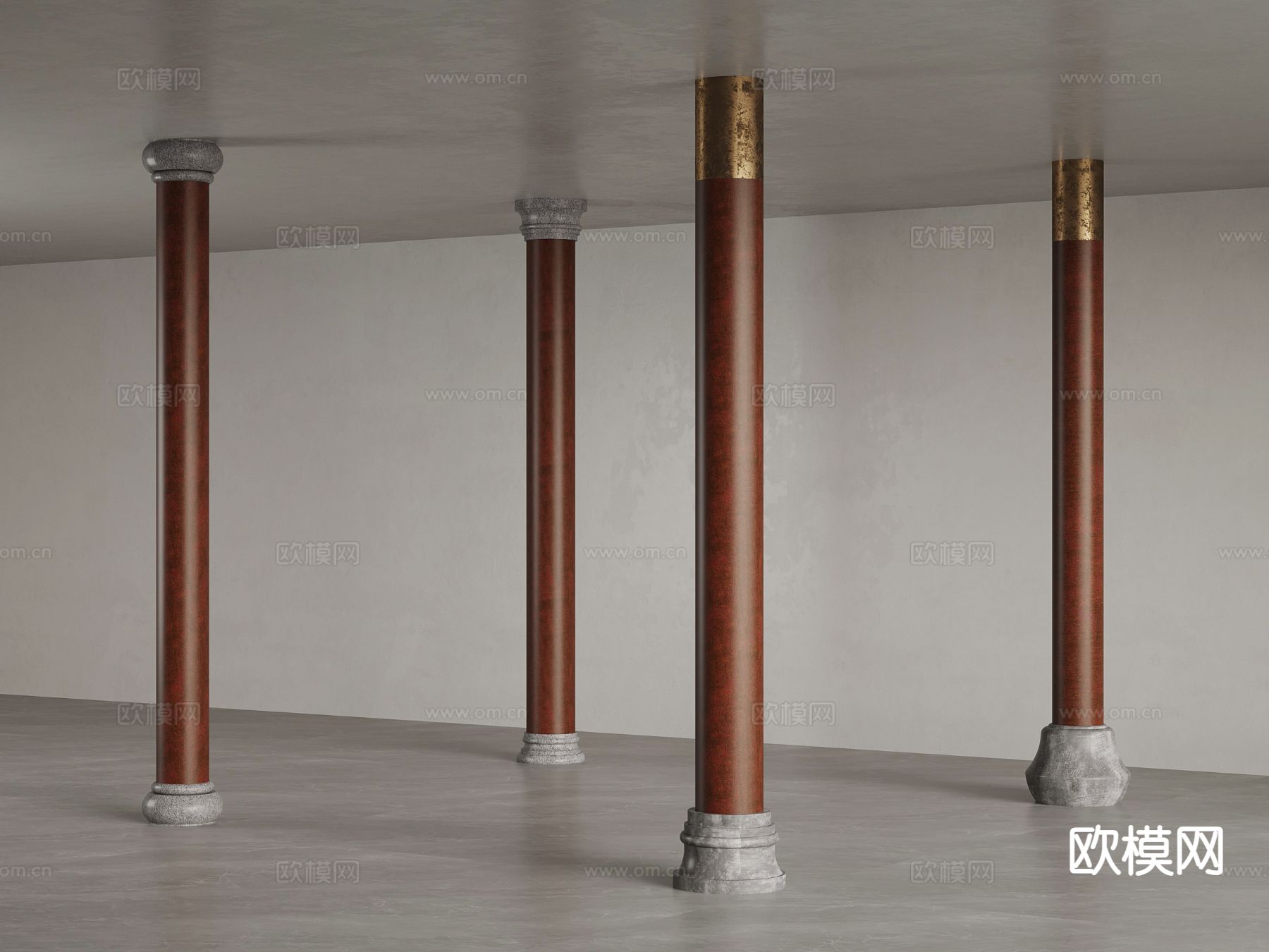 新中式柱子 圆柱su模型下载（渲染图2）