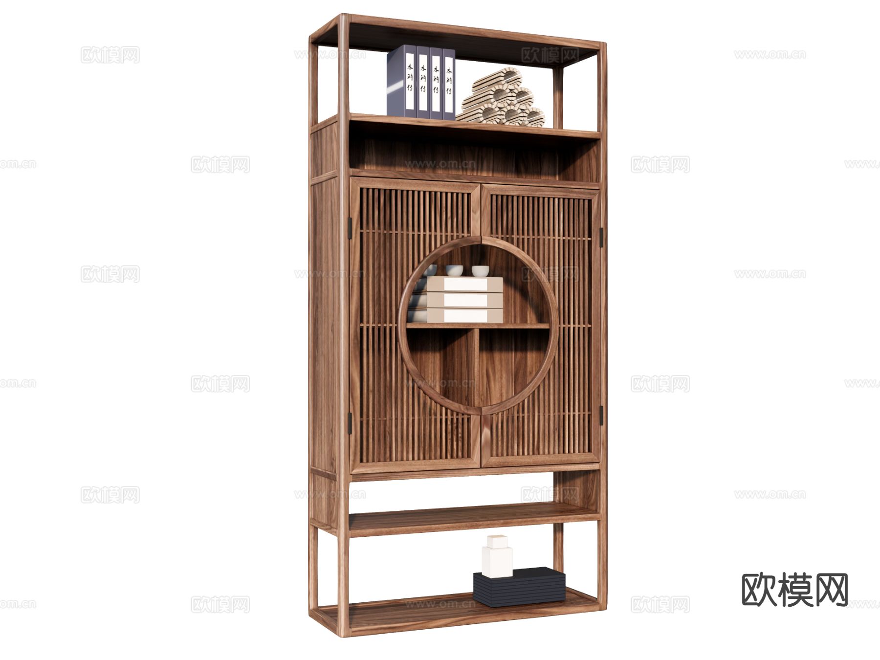 新中式博古架su模型下载（渲染图2）