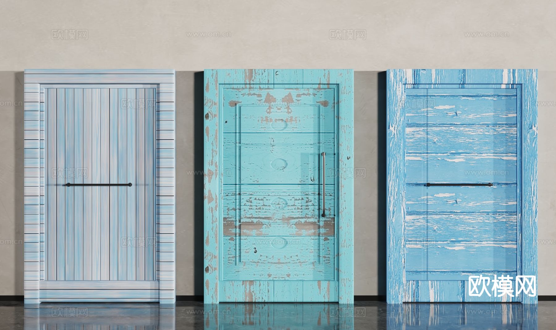 地中海木门 谷仓门 平开门3d模型下载