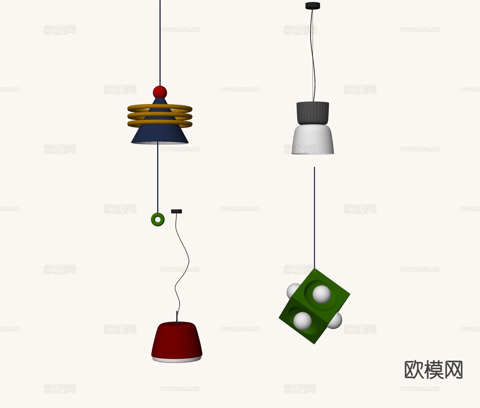 多巴胺吊灯 餐厅吊灯su模型下载（渲染图1）