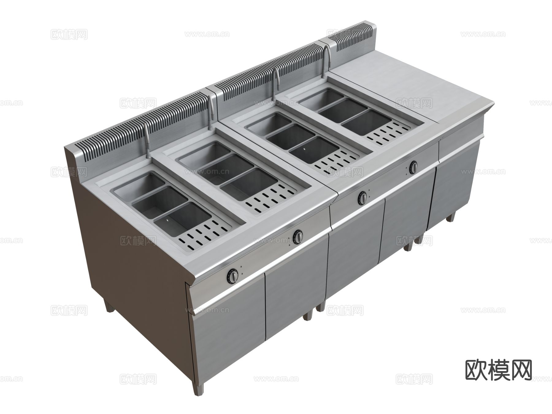 厨房设备 油炸锅 调酒柜su模型下载（渲染图2）