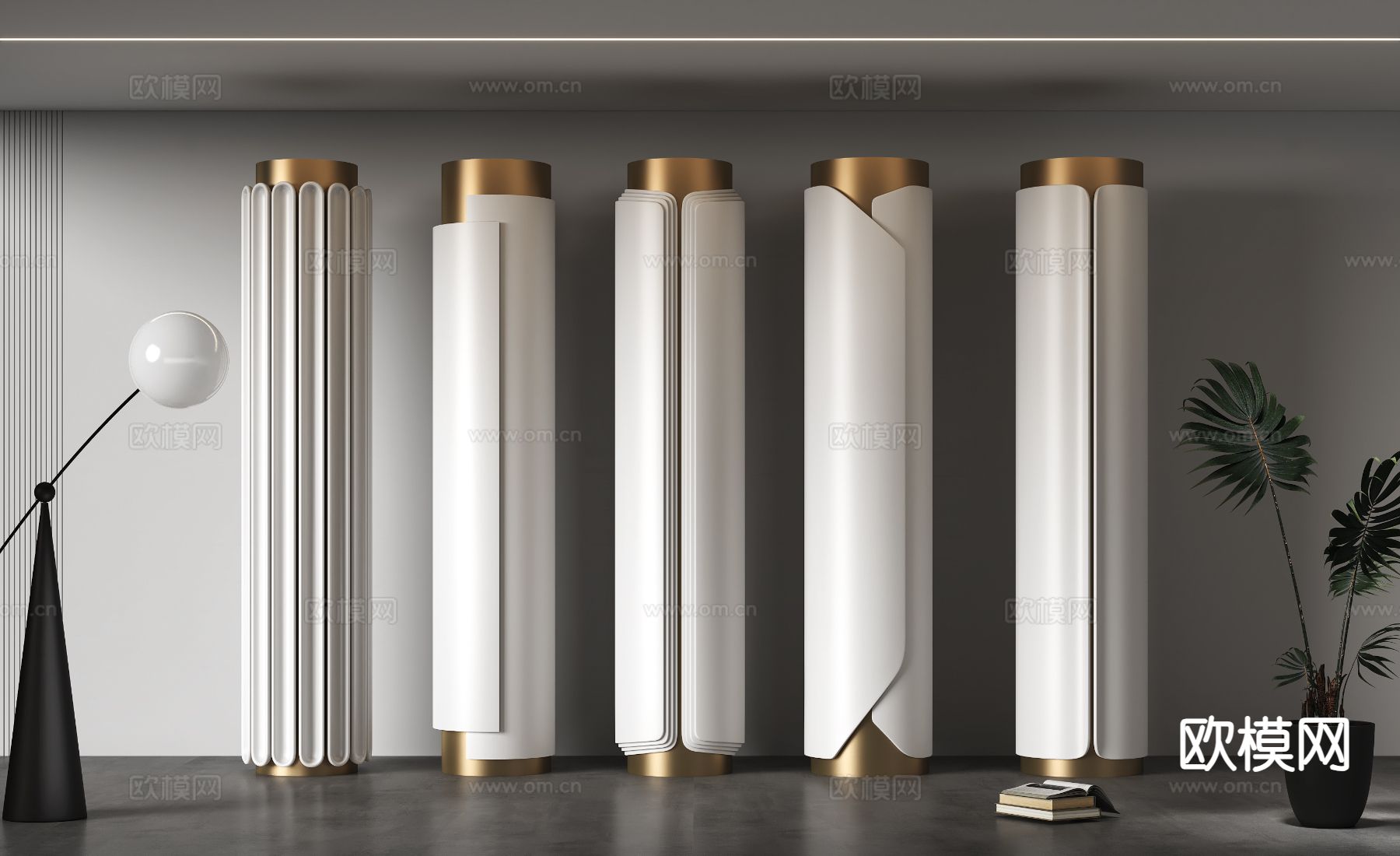 现代装饰柱 柱子 圆柱 包柱3d模型下载
