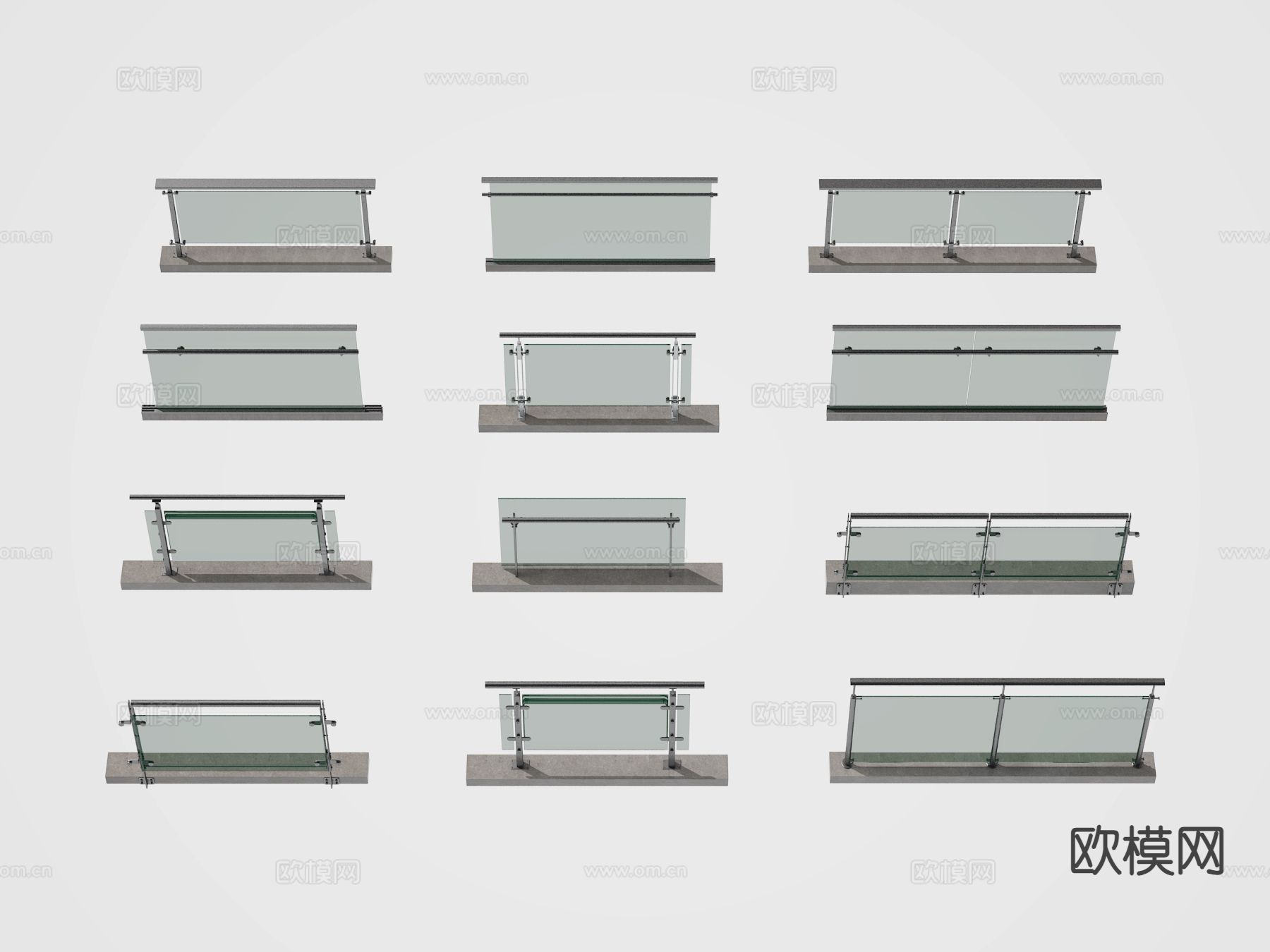玻璃栏杆 护栏 阳台栏杆3d模型
