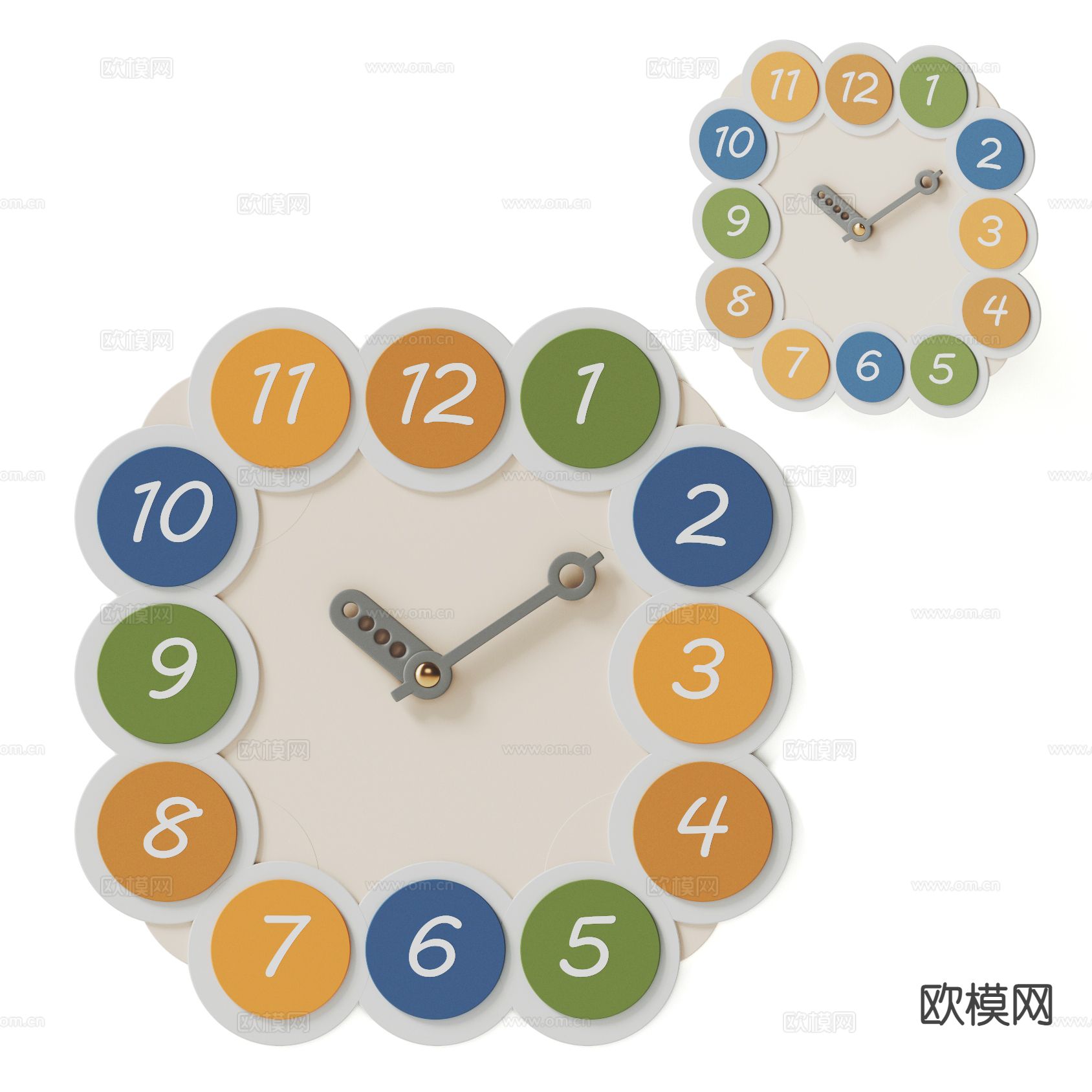 现代儿童挂钟 时钟 钟表3d模型