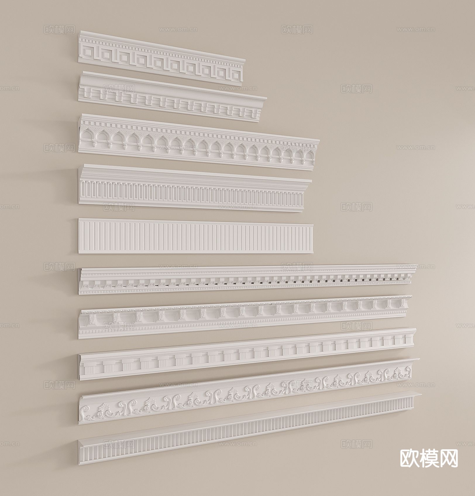 法式石膏线 线条 雕花线条 顶角线 阴角线3d模型