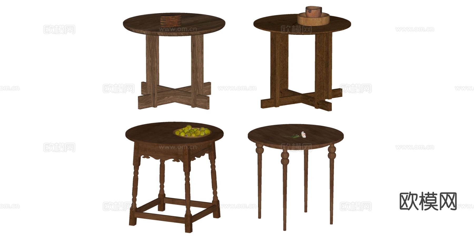 中古风边几 角几 圆几 桌几su模型下载（渲染图1）