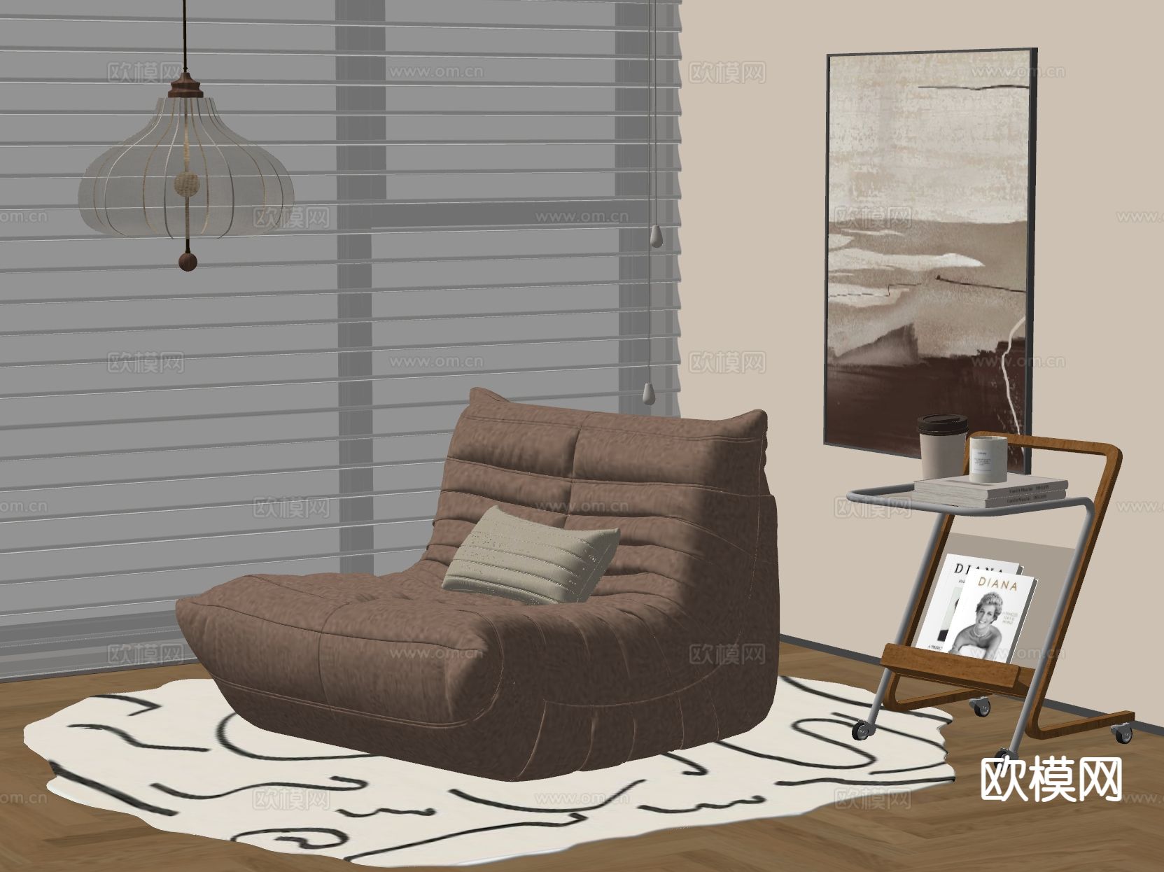 懒人沙发 毛毛虫沙发su模型下载（渲染图1）