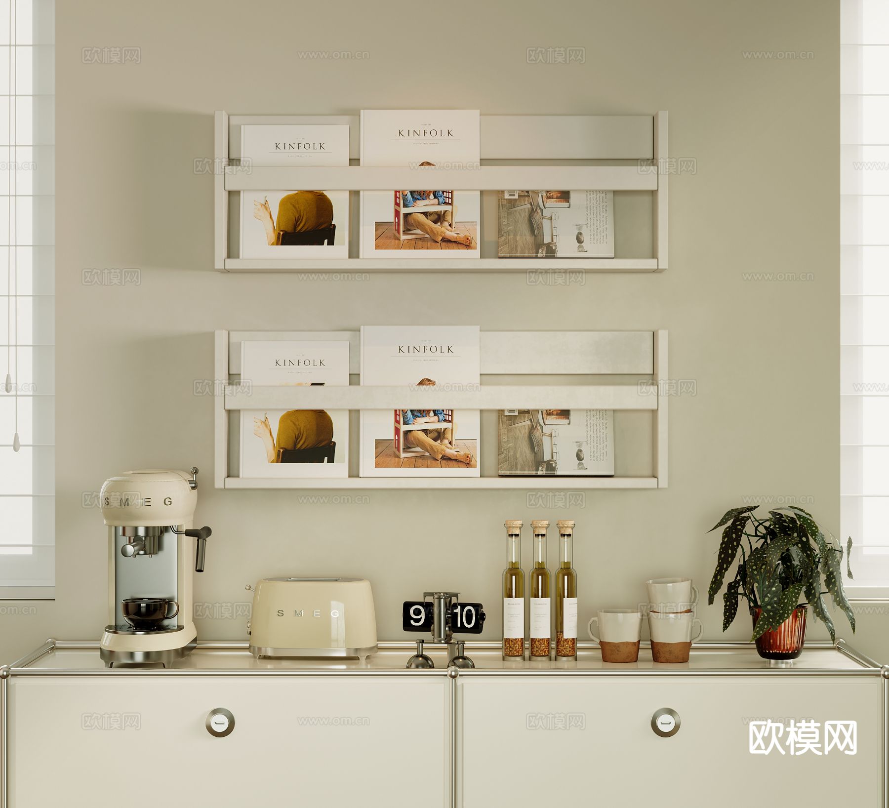 现代创意书架su模型下载（渲染图2）