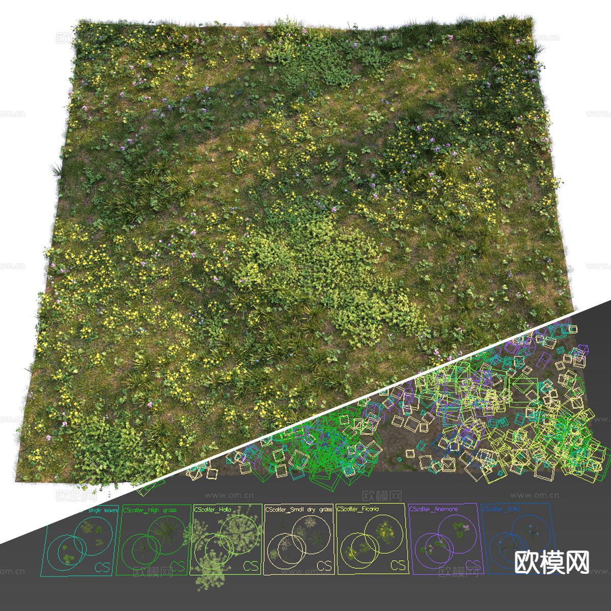 野外草地 草坪 野草杂草 花草3d模型