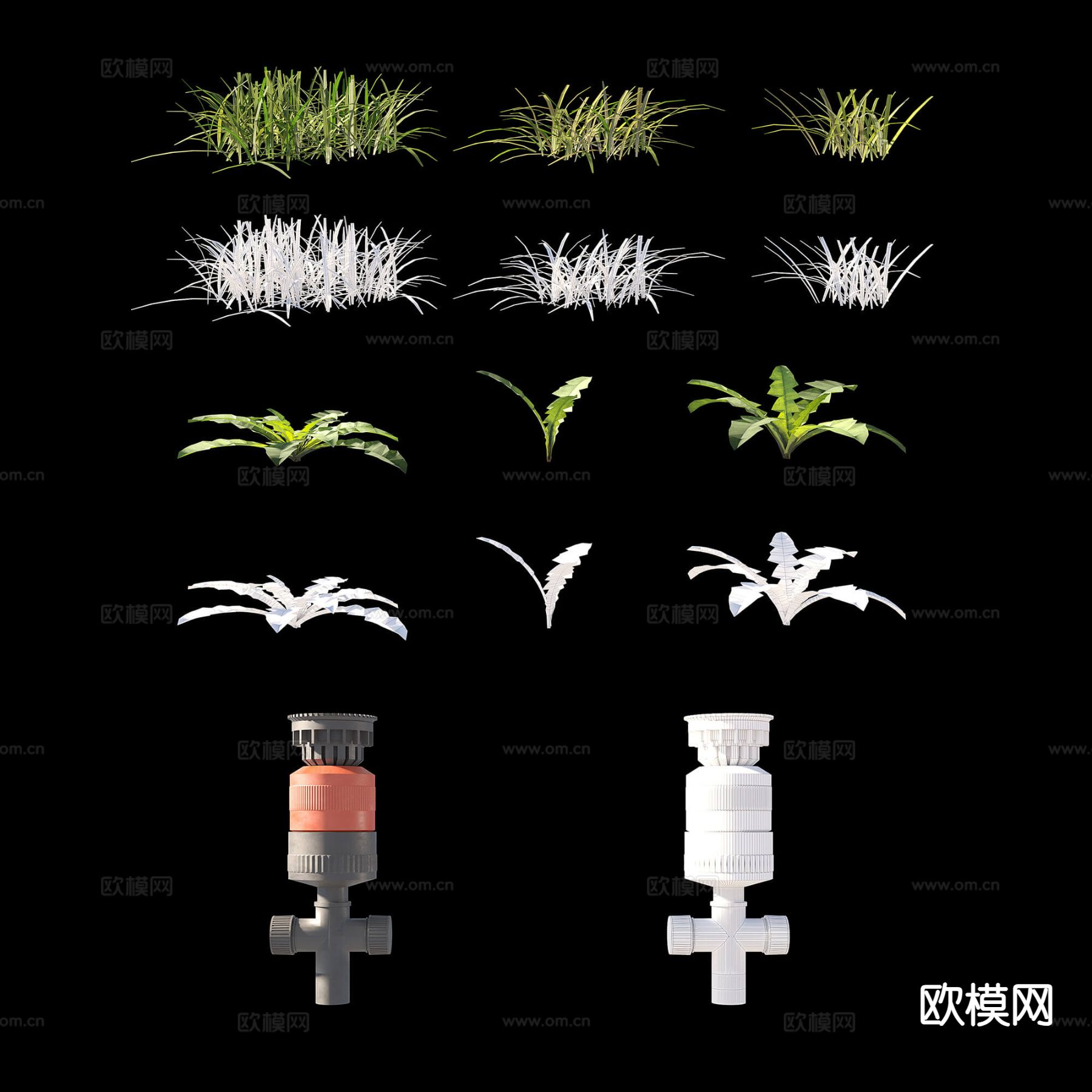 草地草坪 喷淋设备 浇水 喷泉3d模型