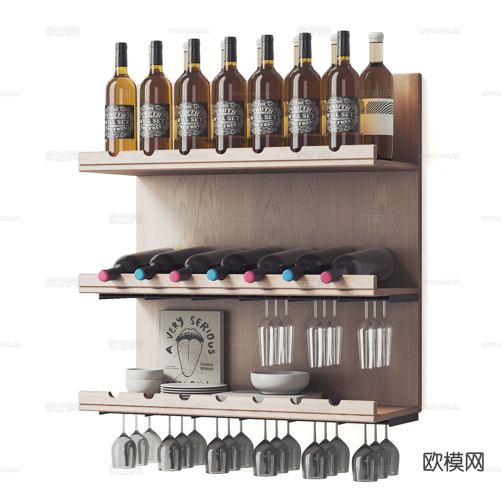 现代酒柜 酒架3d模型下载