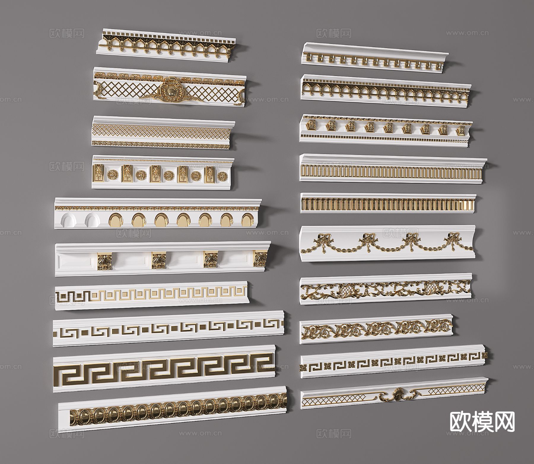 欧式古典石膏线 顶角线 踢脚线3d模型