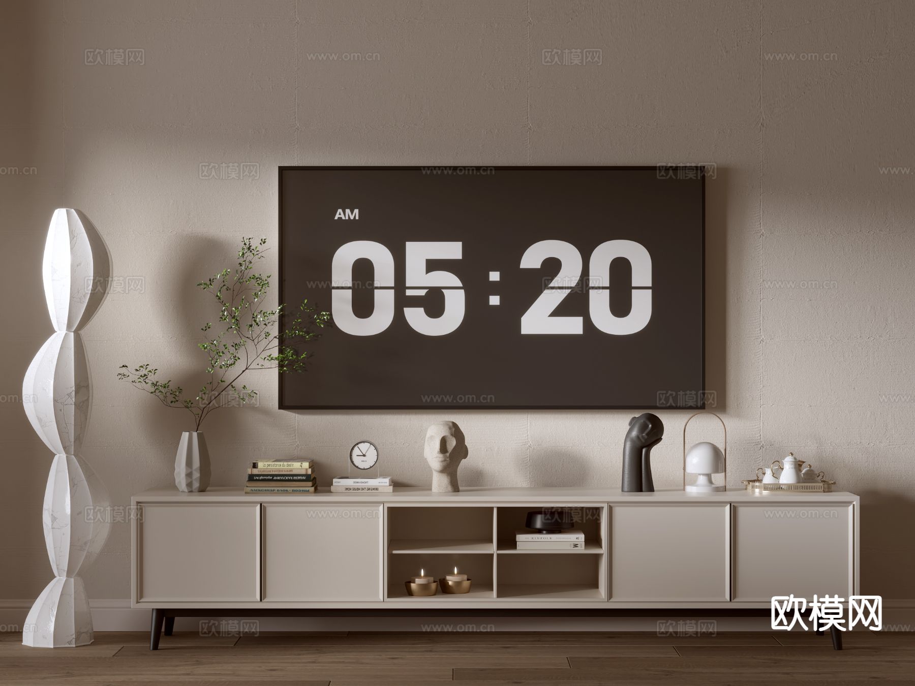 现代电视柜3d模型下载