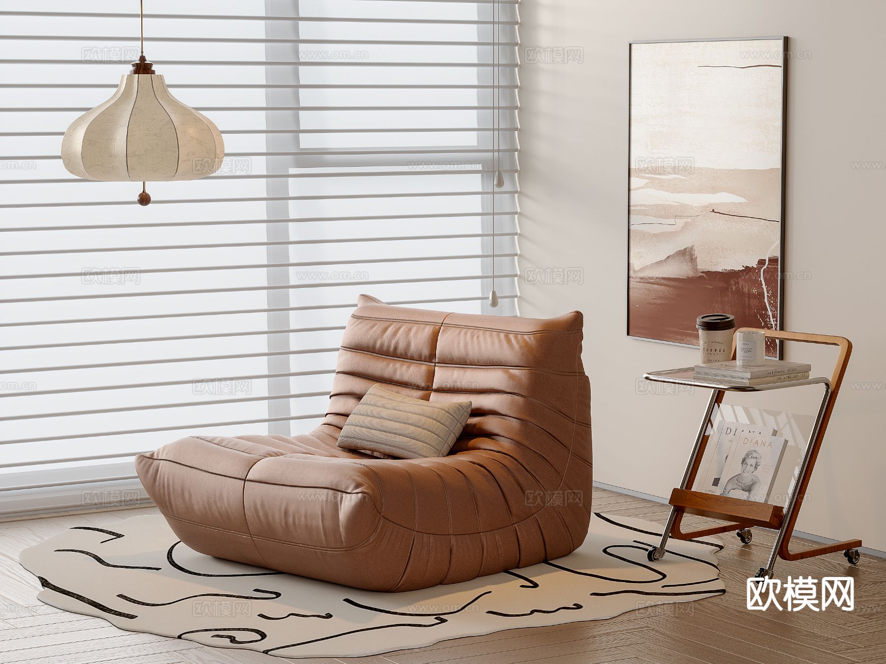 懒人沙发 毛毛虫沙发su模型下载（渲染图2）