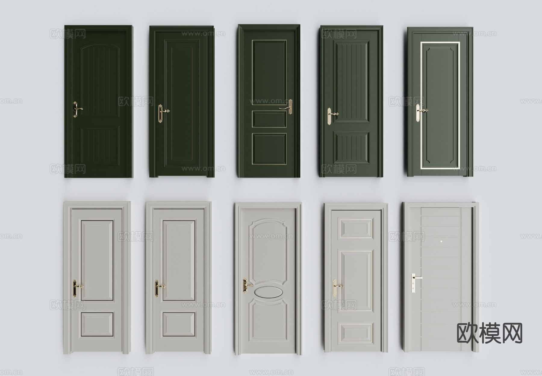 简欧单开门 平开门 入户门3d模型下载