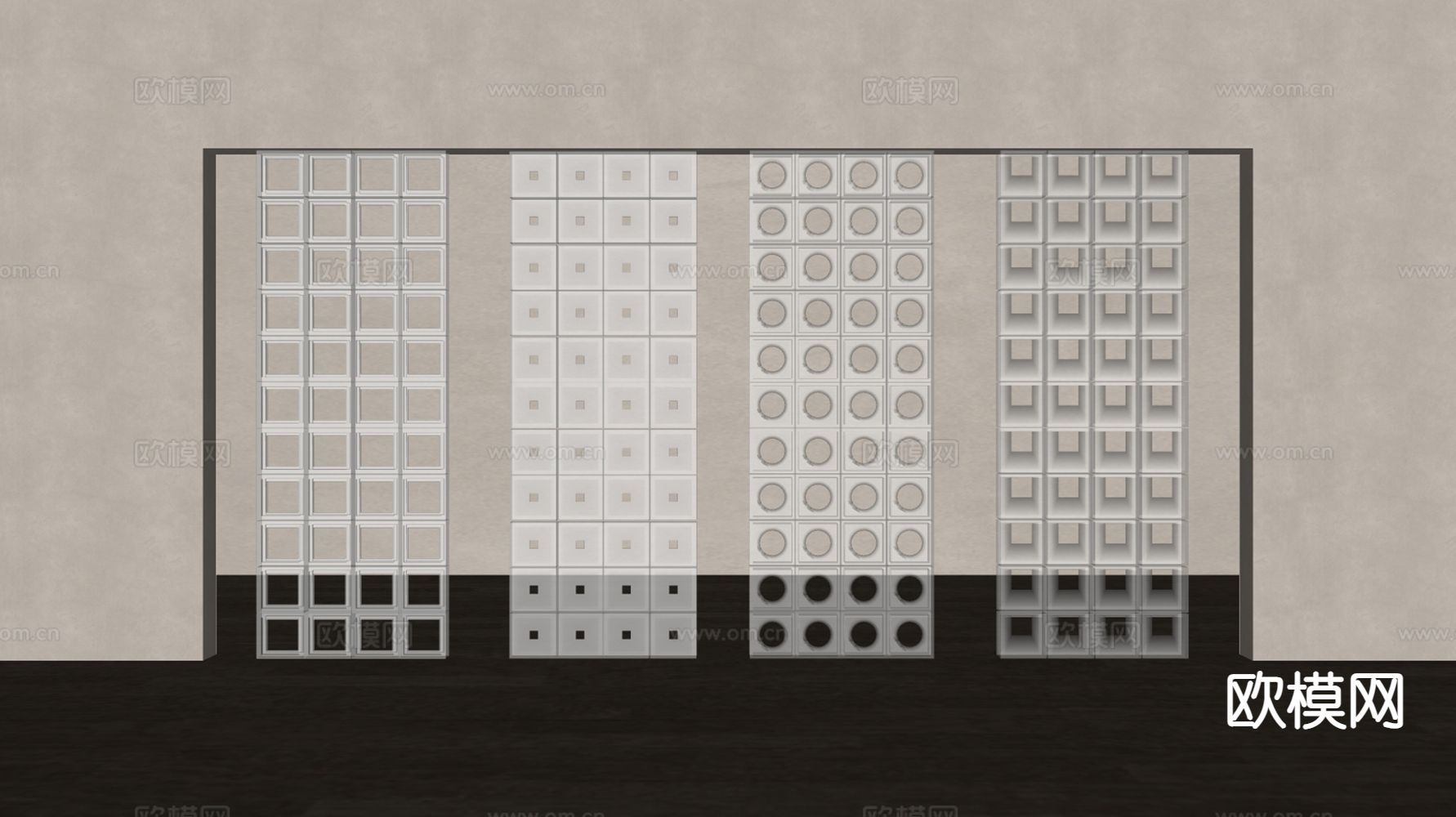 玻璃砖隔断 玄关隔断su模型下载（渲染图1）