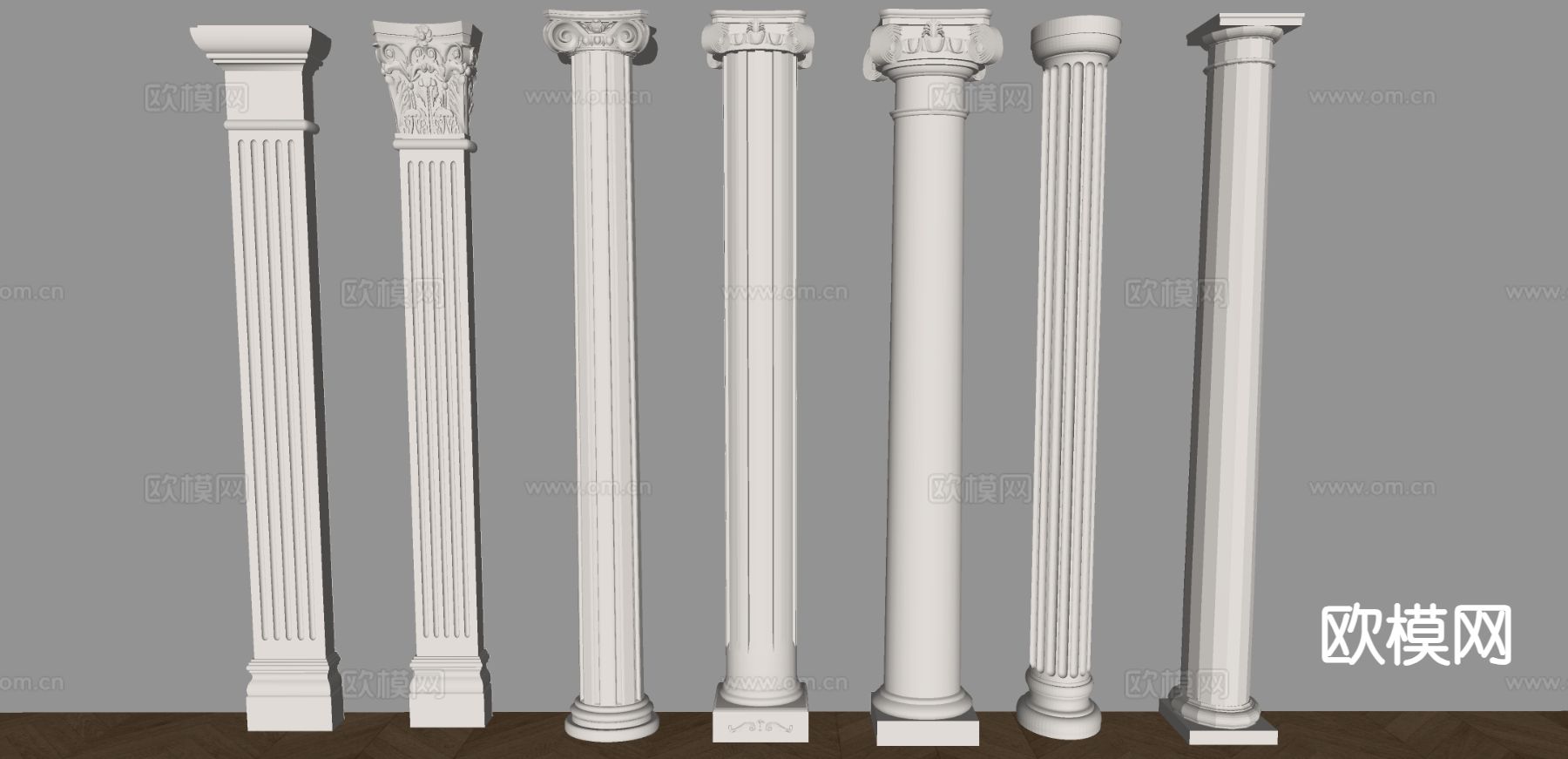 欧式柱子 罗马柱 圆柱 石膏柱su模型下载（渲染图1）