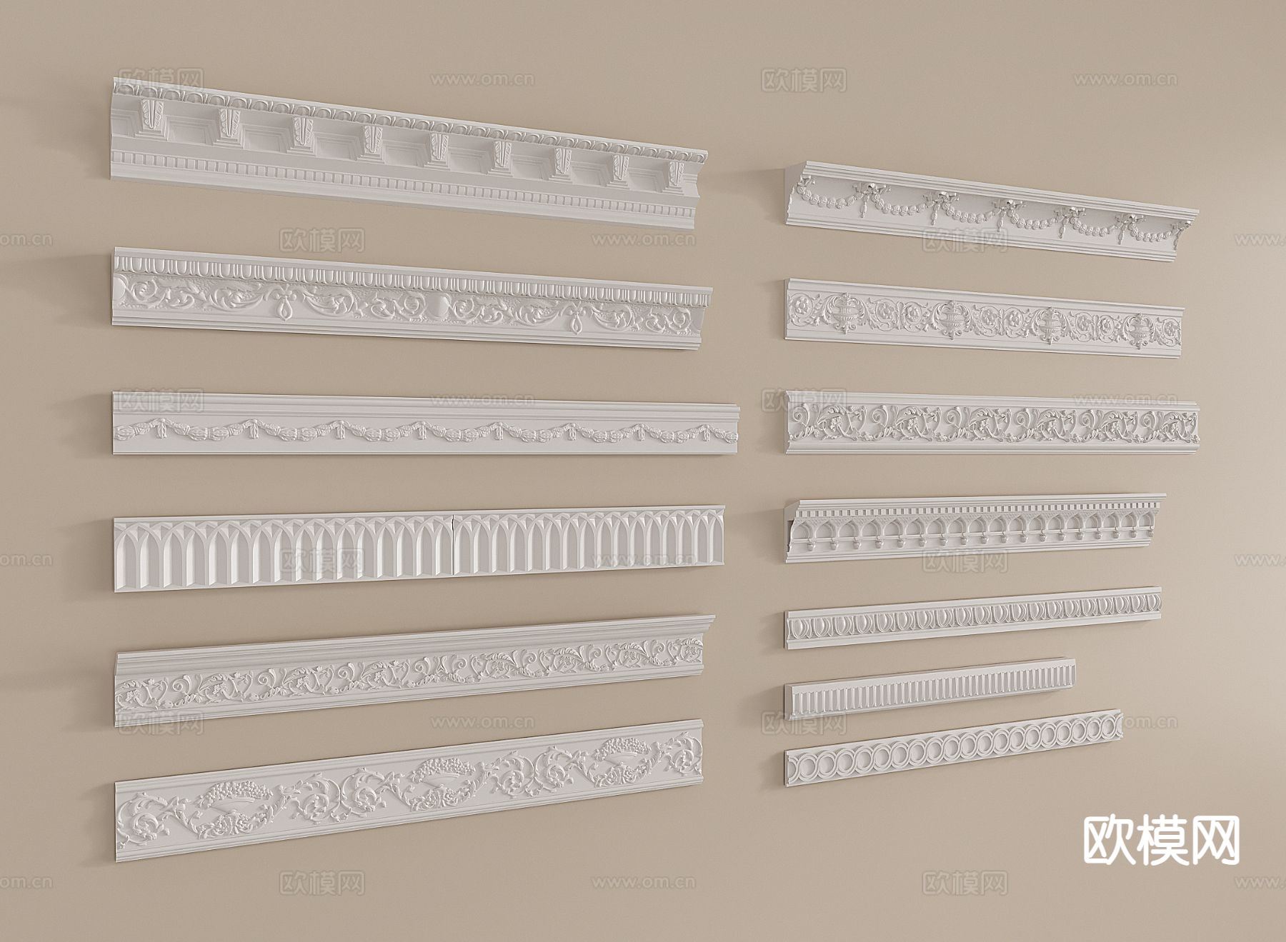 法式石膏线 线条 雕花线条 顶角线 阴角线3d模型