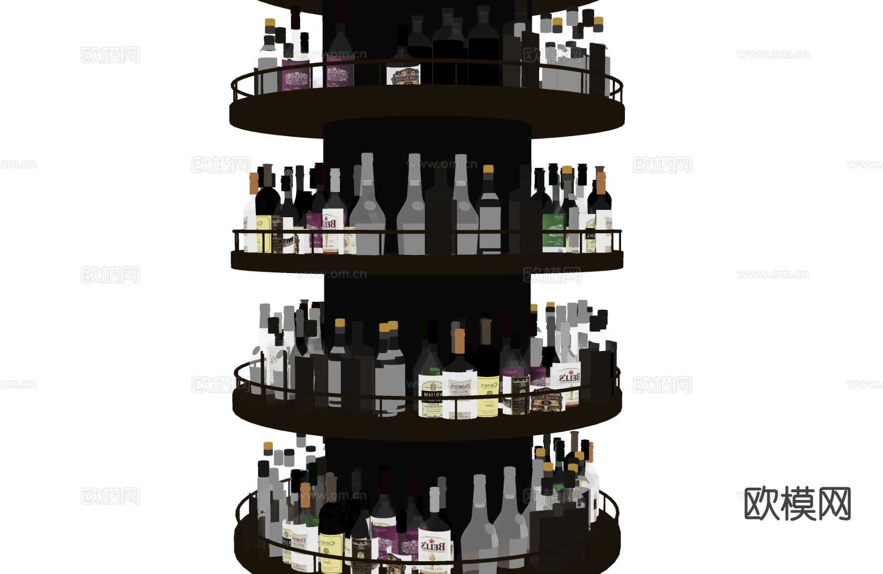 酒具 酒瓶 酒杯 酒架su模型下载（渲染图1）