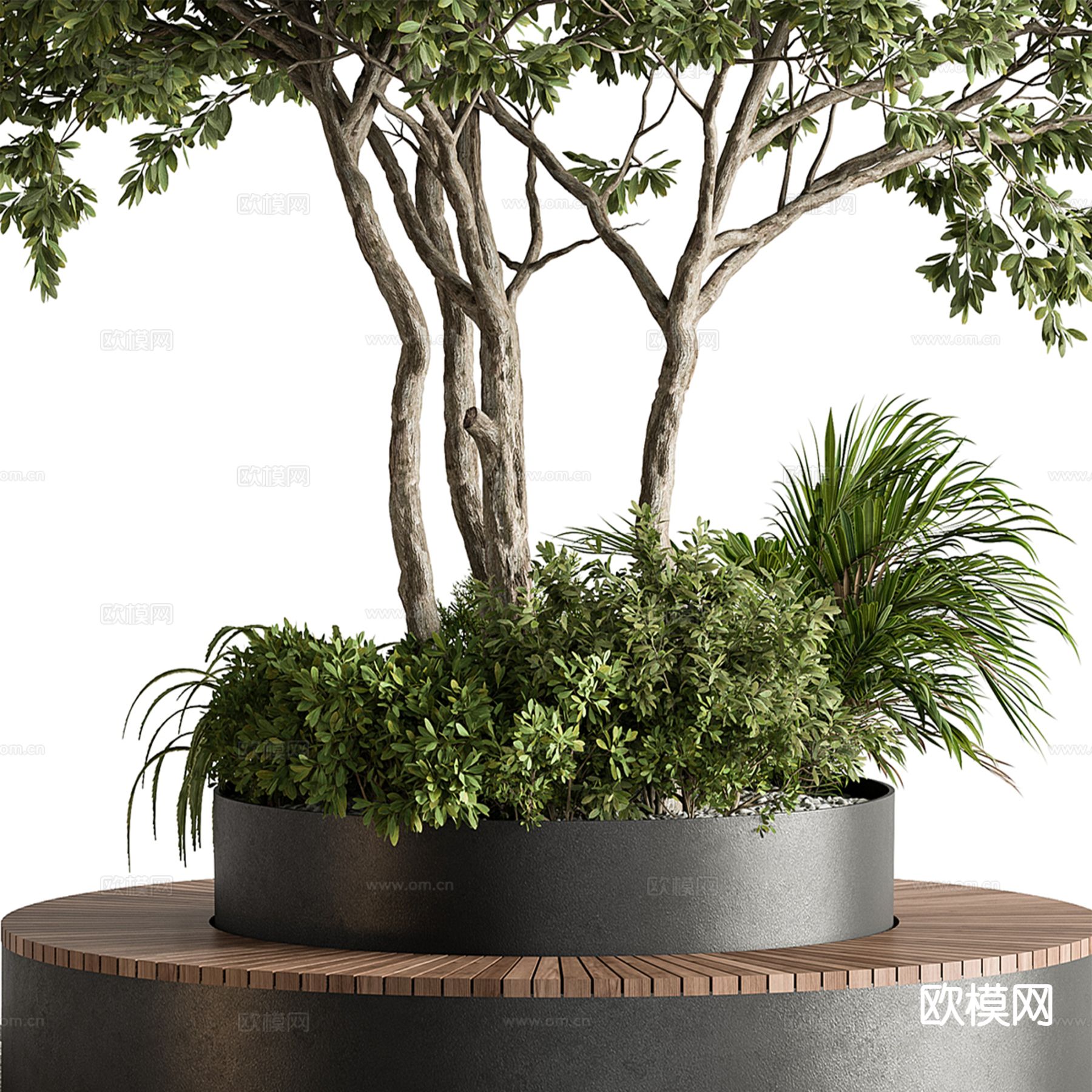 户外椅 树池椅 公园椅 公共座椅su模型下载（渲染图3）