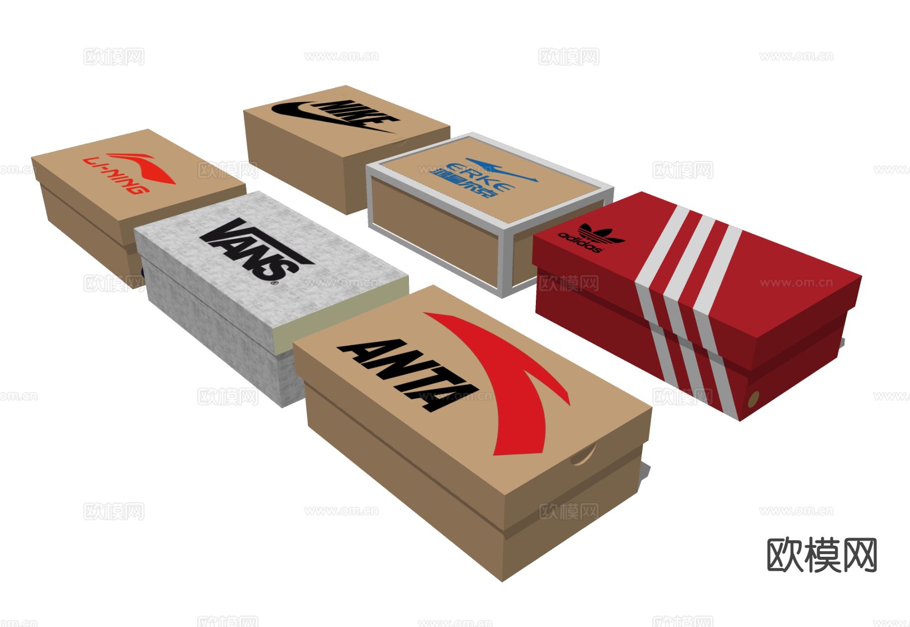 运动球鞋盒 包装纸盒子su模型下载（渲染图1）
