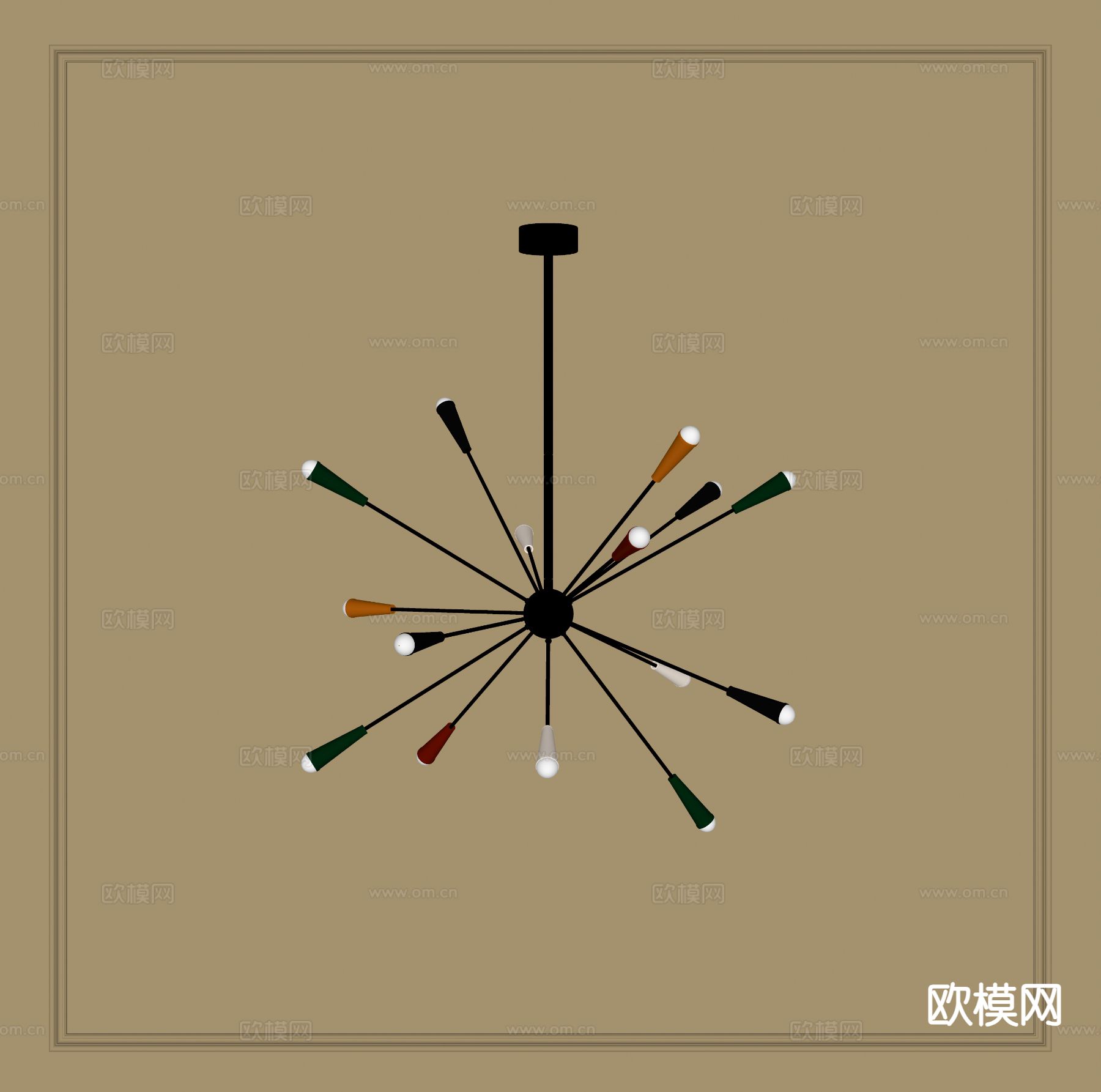 中古风吊灯su模型下载（渲染图1）