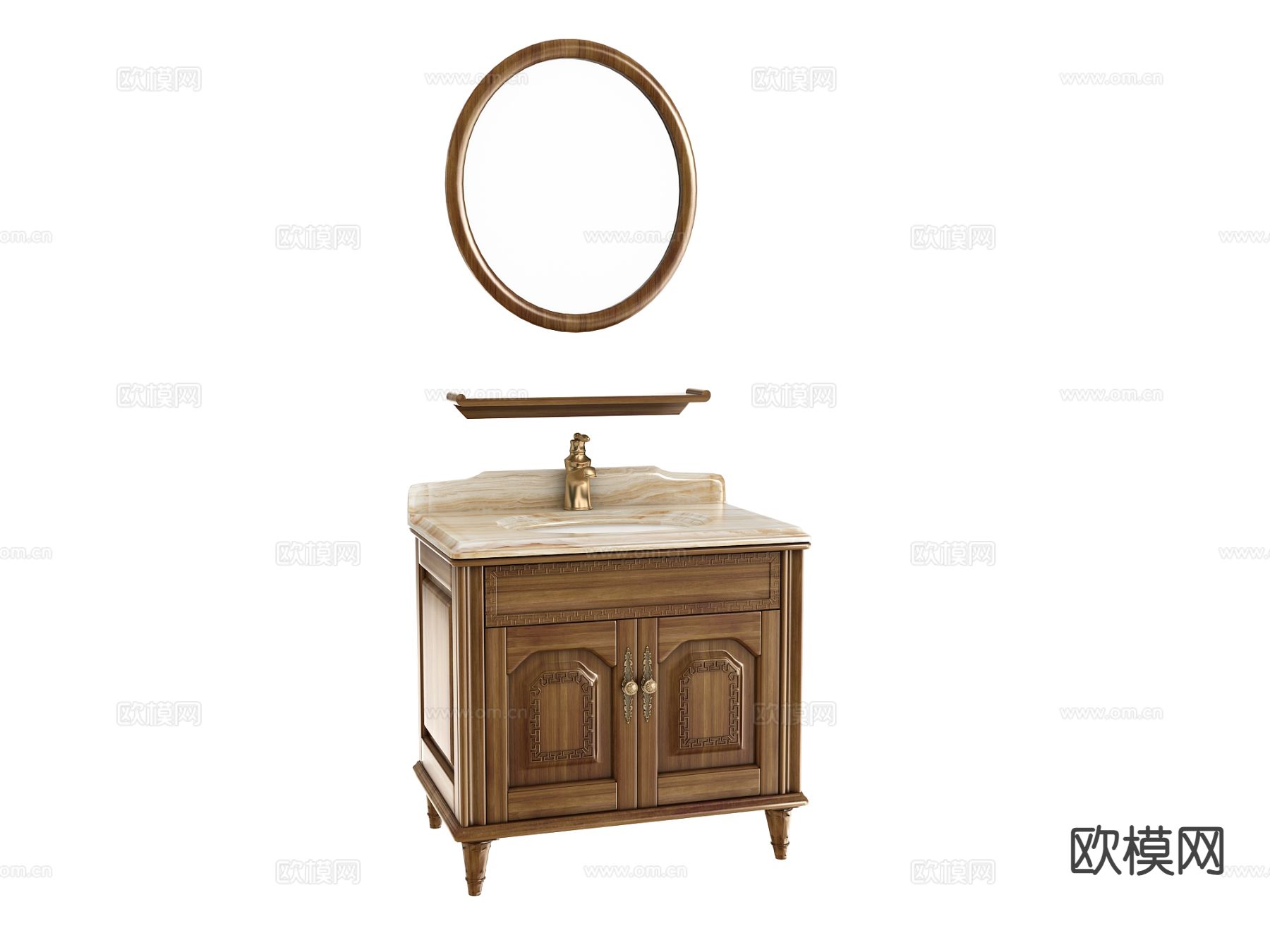 美式洗手台 浴室柜 卫浴镜3d模型下载