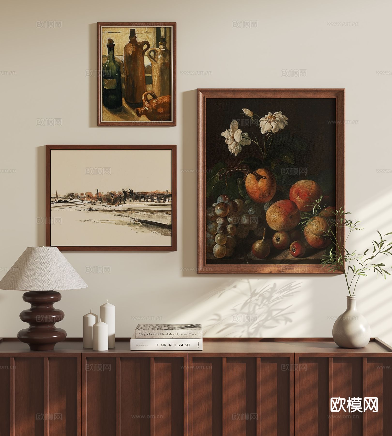 中古风油画 风景画 装饰画3d模型