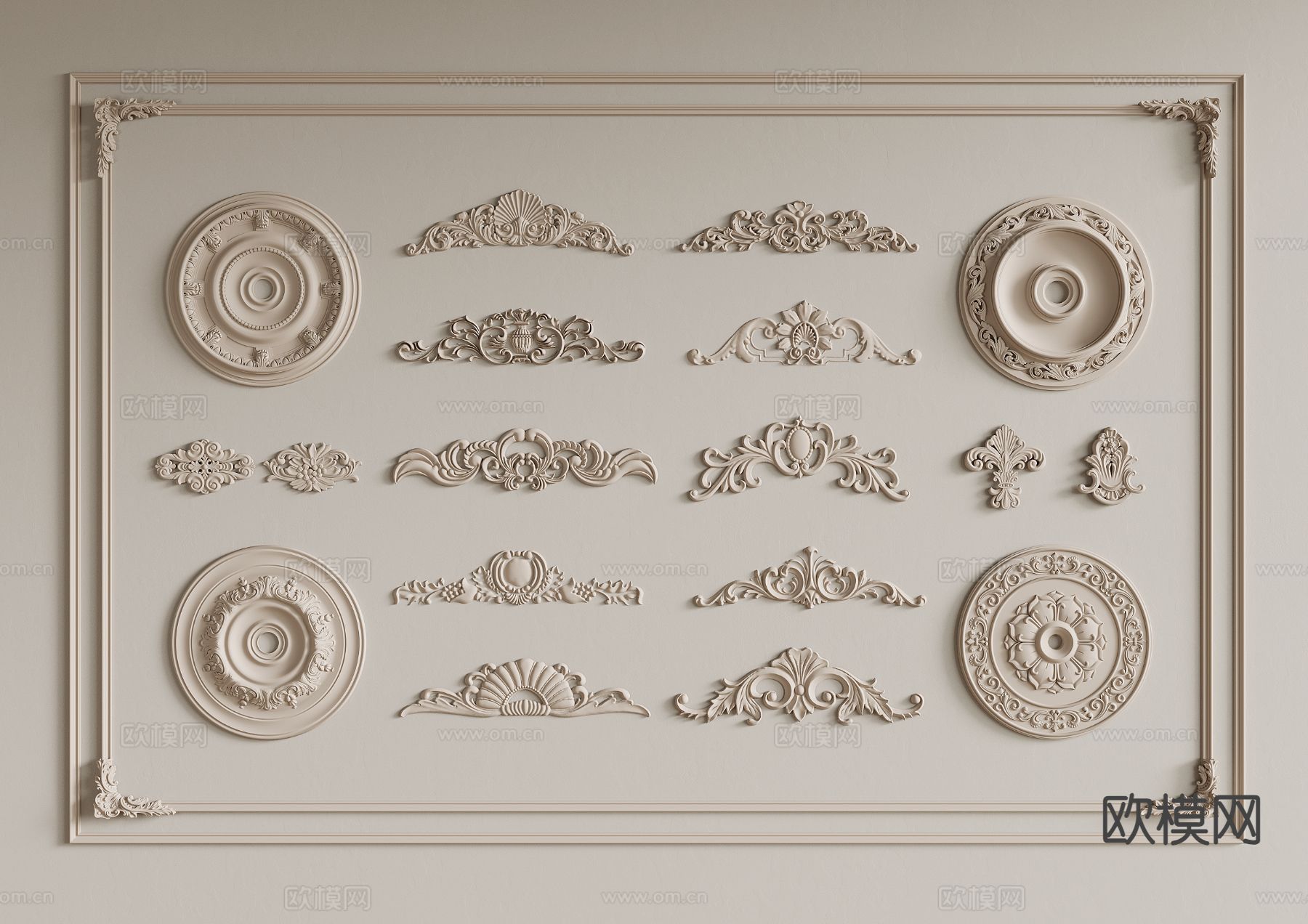 法式雕花灯盘su模型下载（渲染图2）