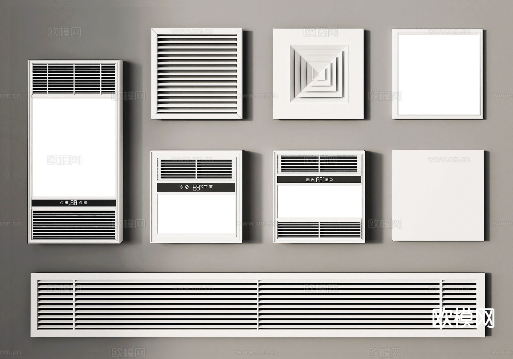 浴霸铝扣板 平板灯 排气扇su模型下载（渲染图2）