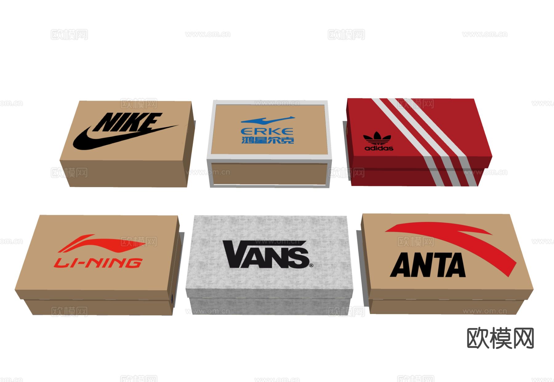 运动球鞋盒 包装纸盒子su模型下载（渲染图2）