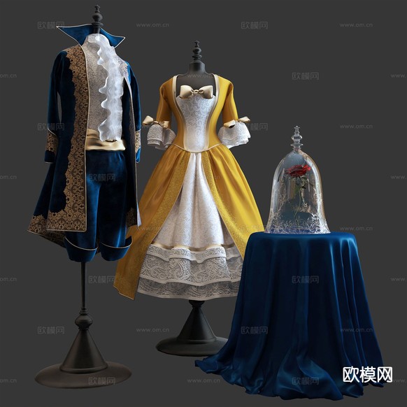 贵族服装 晚礼服 裙子 西装su模型下载(渲染图2)