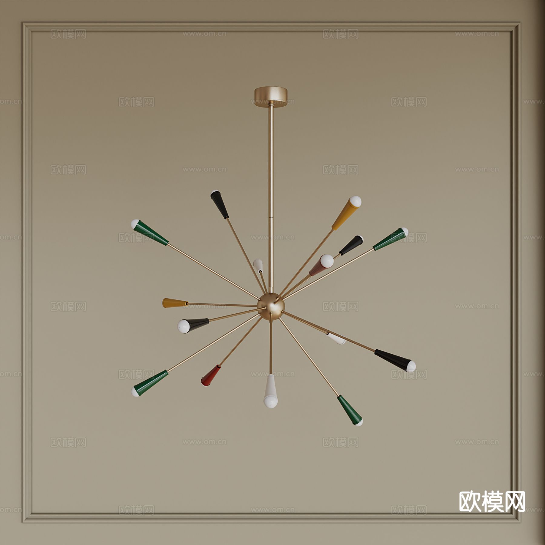 中古风吊灯su模型下载（渲染图2）