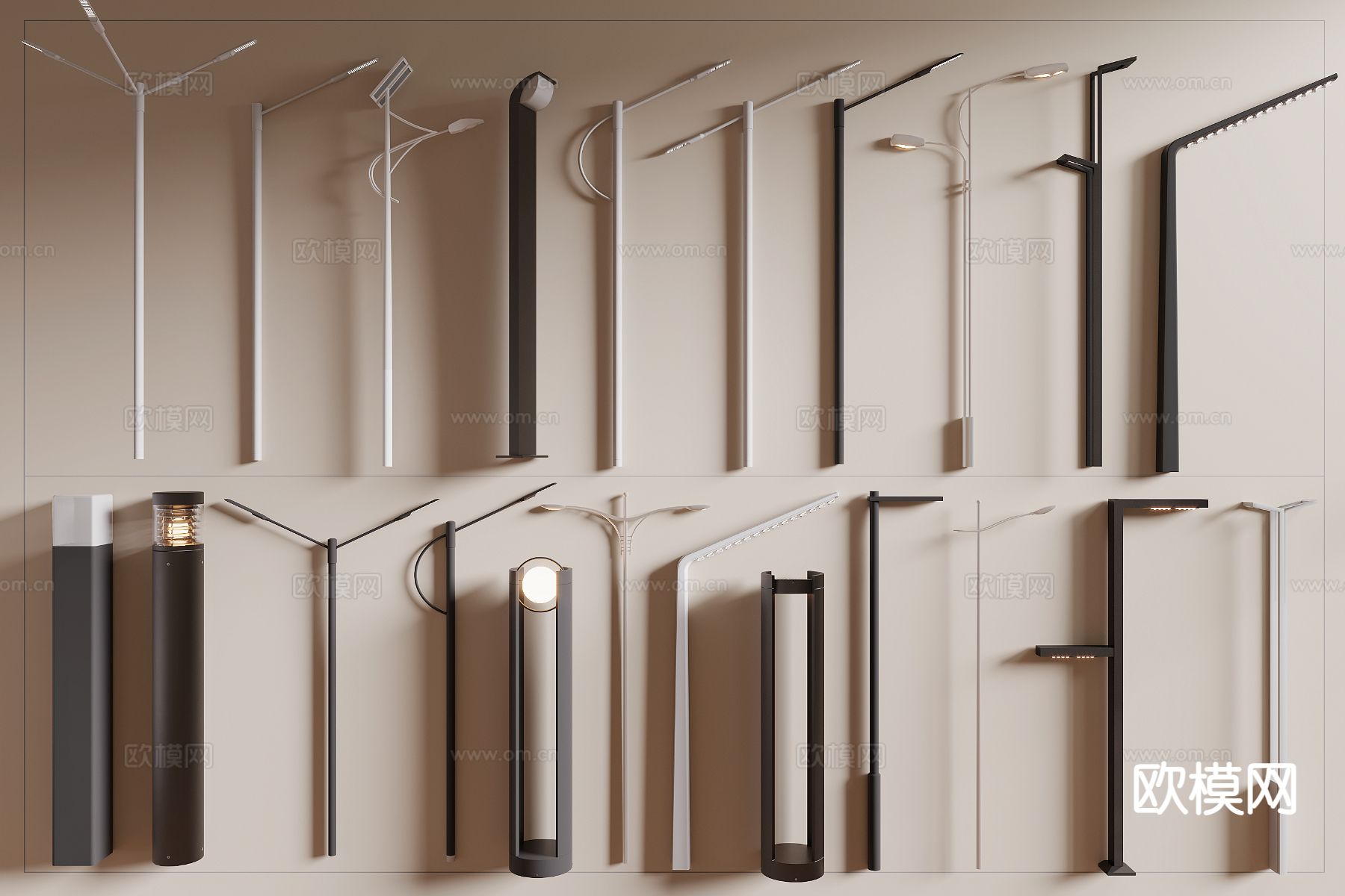 现代户外灯 路灯 市政路灯3d模型下载