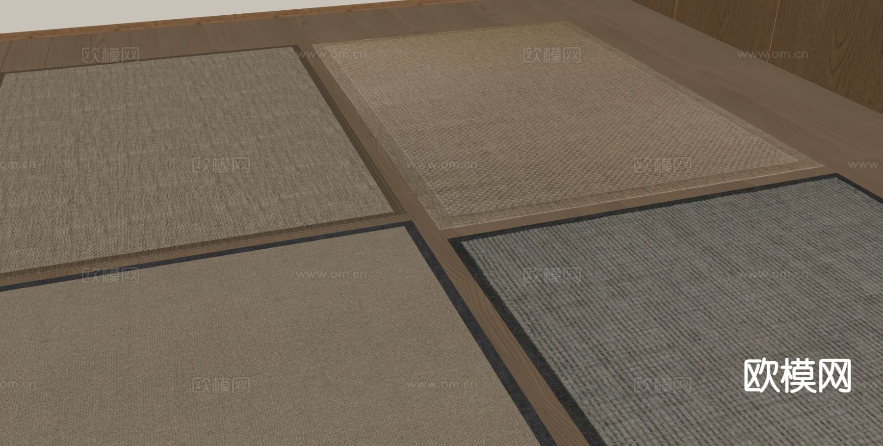 素色地毯 卧室地毯 客厅地毯 方形地毯su模型下载（渲染图1）