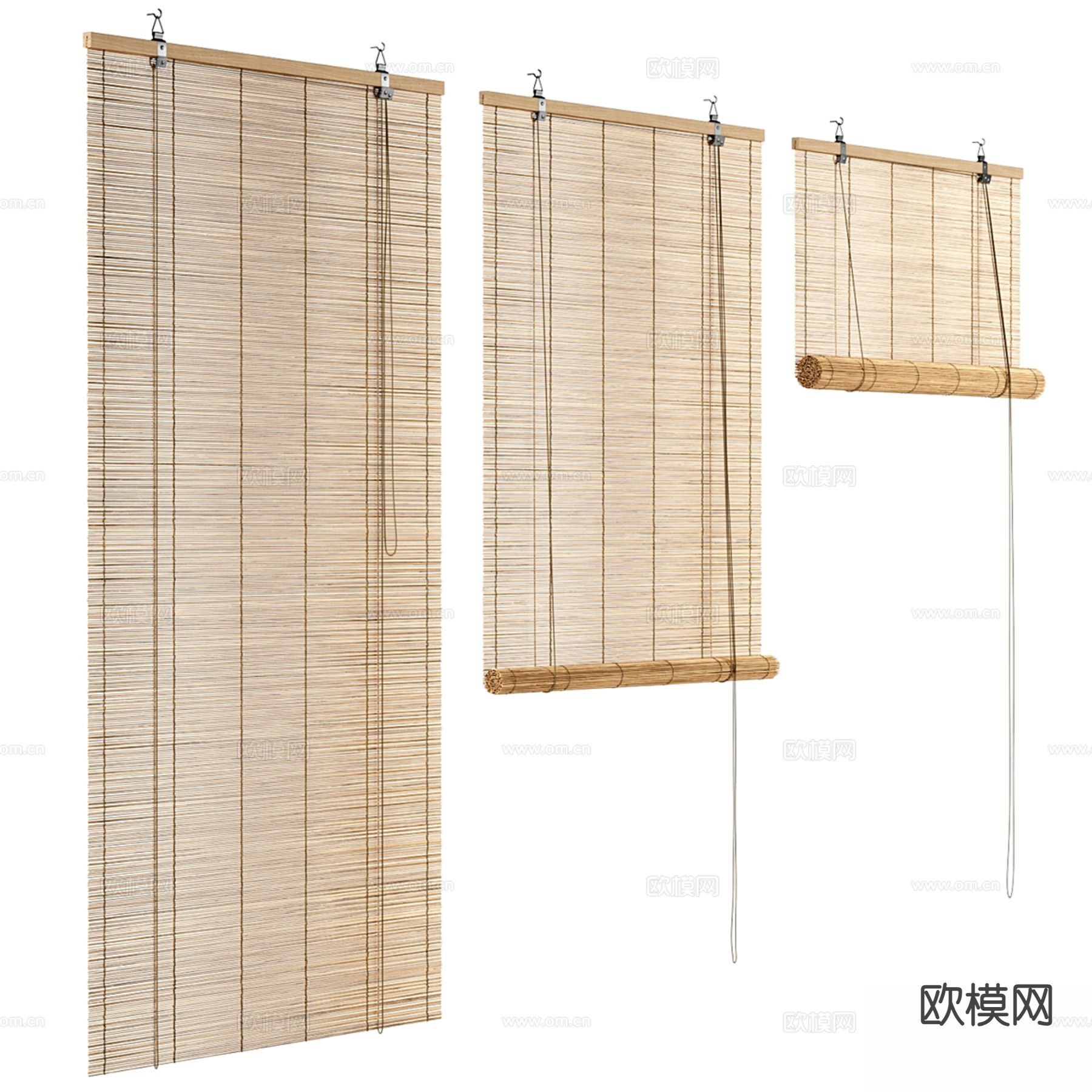 侘寂窗帘 百叶帘 竹帘 遮光帘su模型下载（渲染图2）