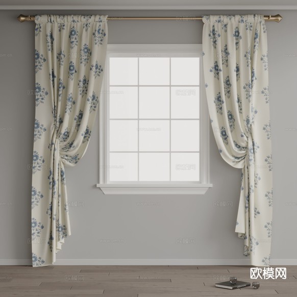 Knoll 印花窗帘 落地窗帘3d模型下载