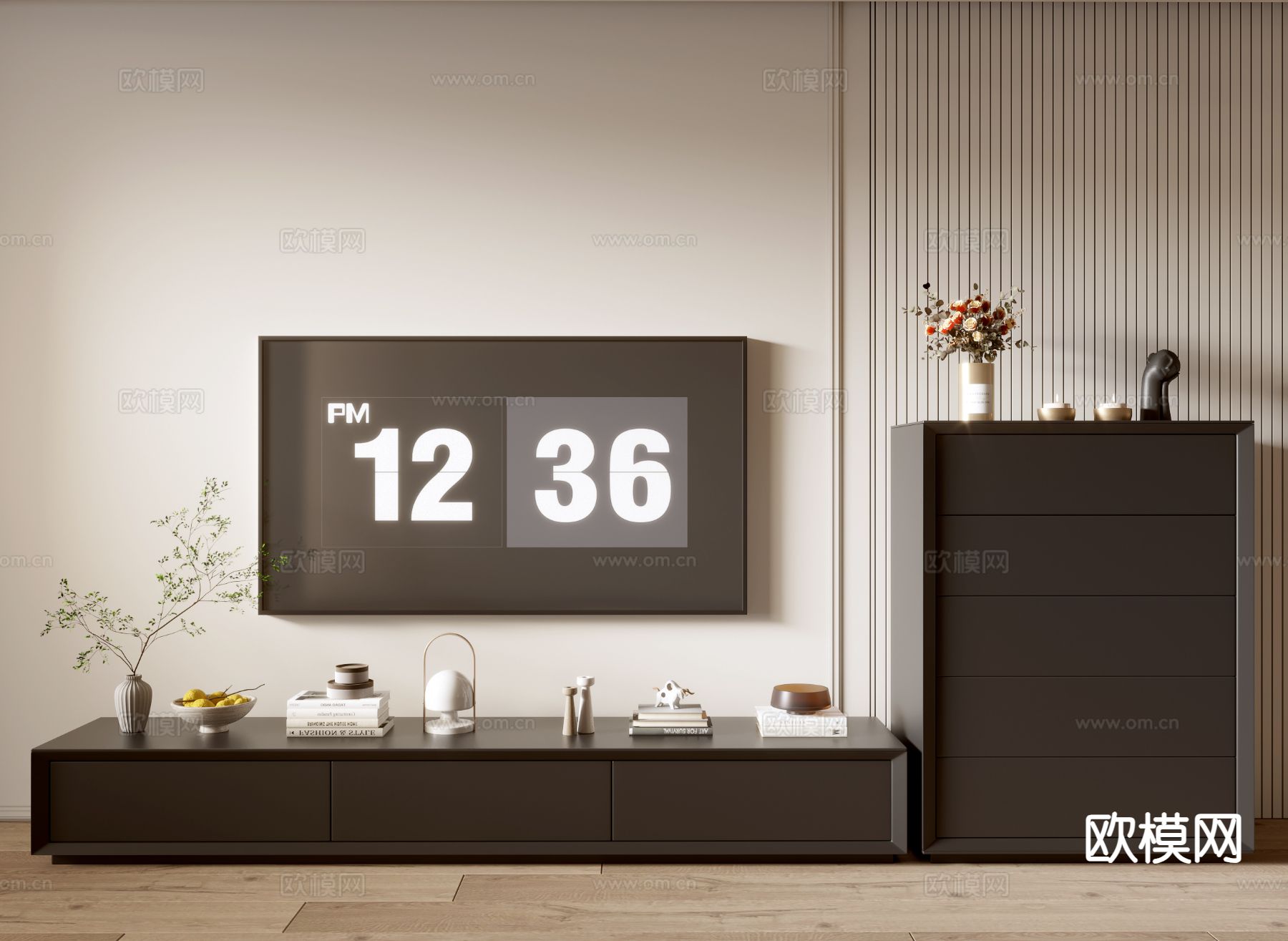 现代电视柜3d模型下载