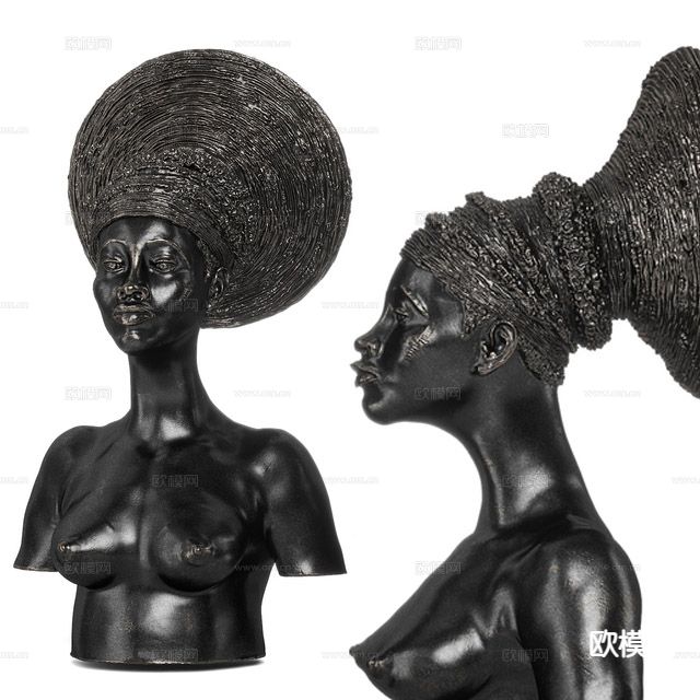 人物雕塑 半身像雕塑su模型下载（渲染图2）