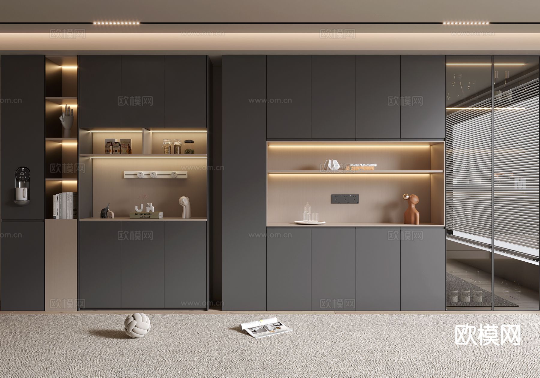 意式餐边柜 酒柜3d模型下载