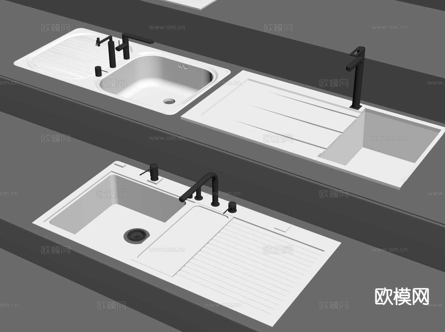 浴室盆 一体盆 陶瓷盆su模型下载（渲染图1）