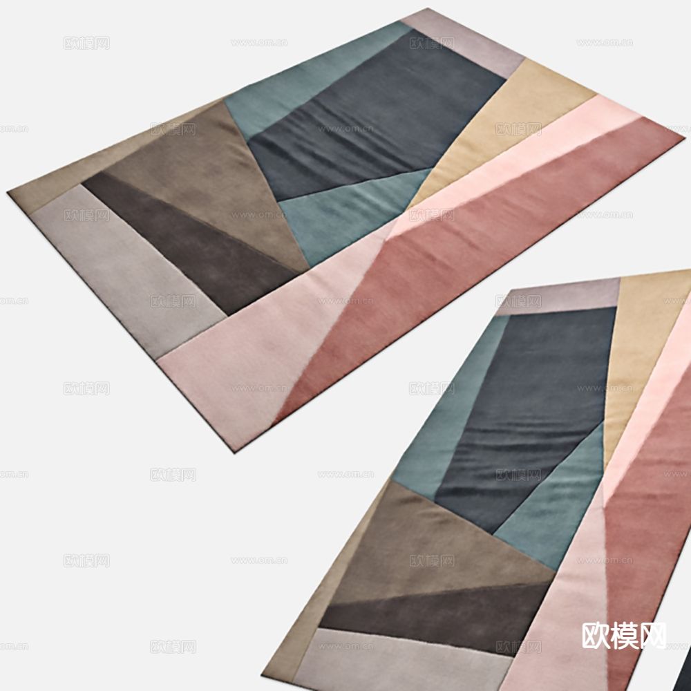 抽象地毯 客厅地毯 方形地毯su模型下载（渲染图2）