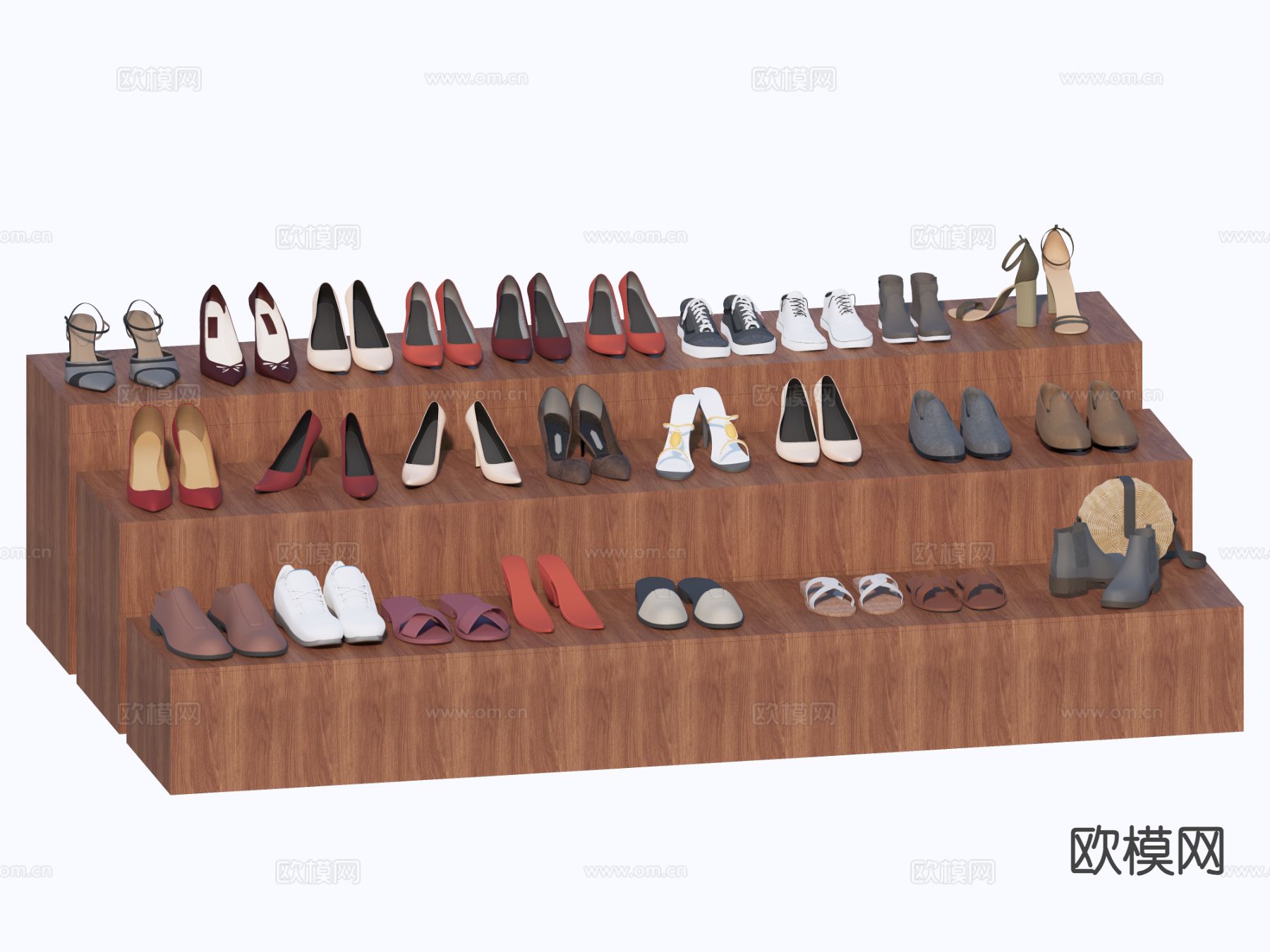 现代鞋子 男鞋 女鞋 凉鞋 高跟鞋 皮鞋su模型下载（渲染图2）