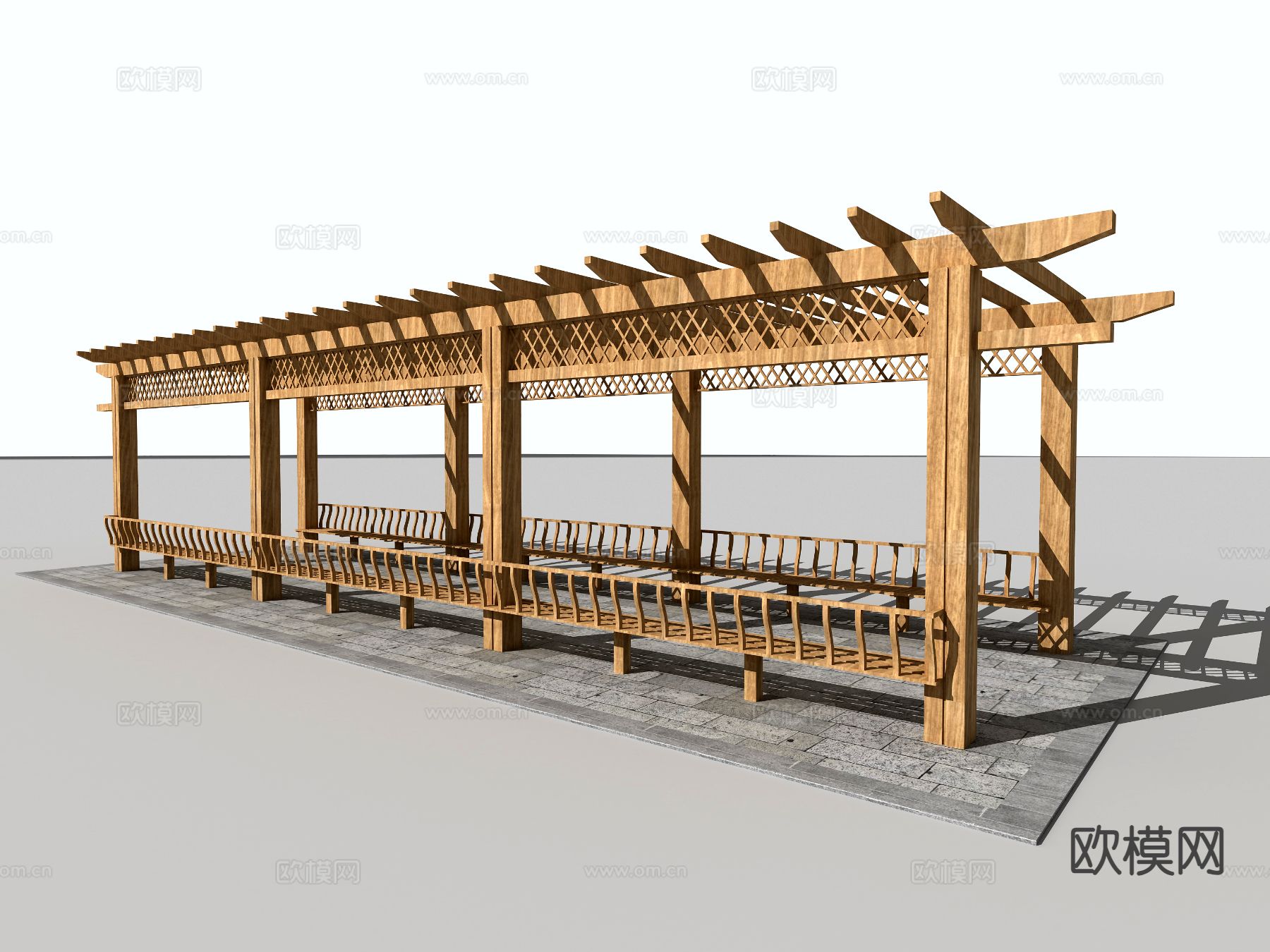 中式廊架 走廊 休息亭 亭廊3d模型