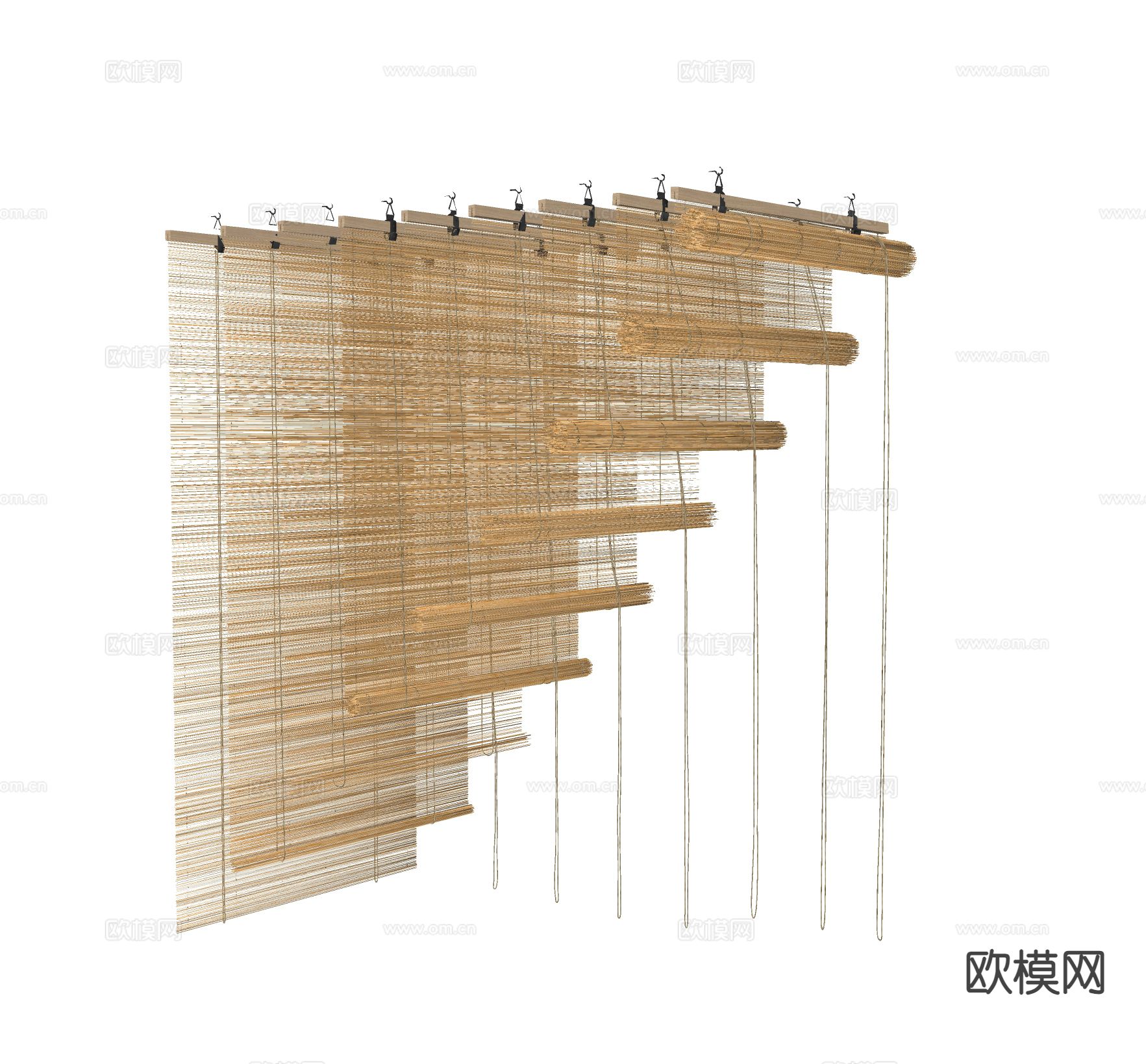 侘寂窗帘 百叶帘 竹帘 遮光帘su模型下载（渲染图1）