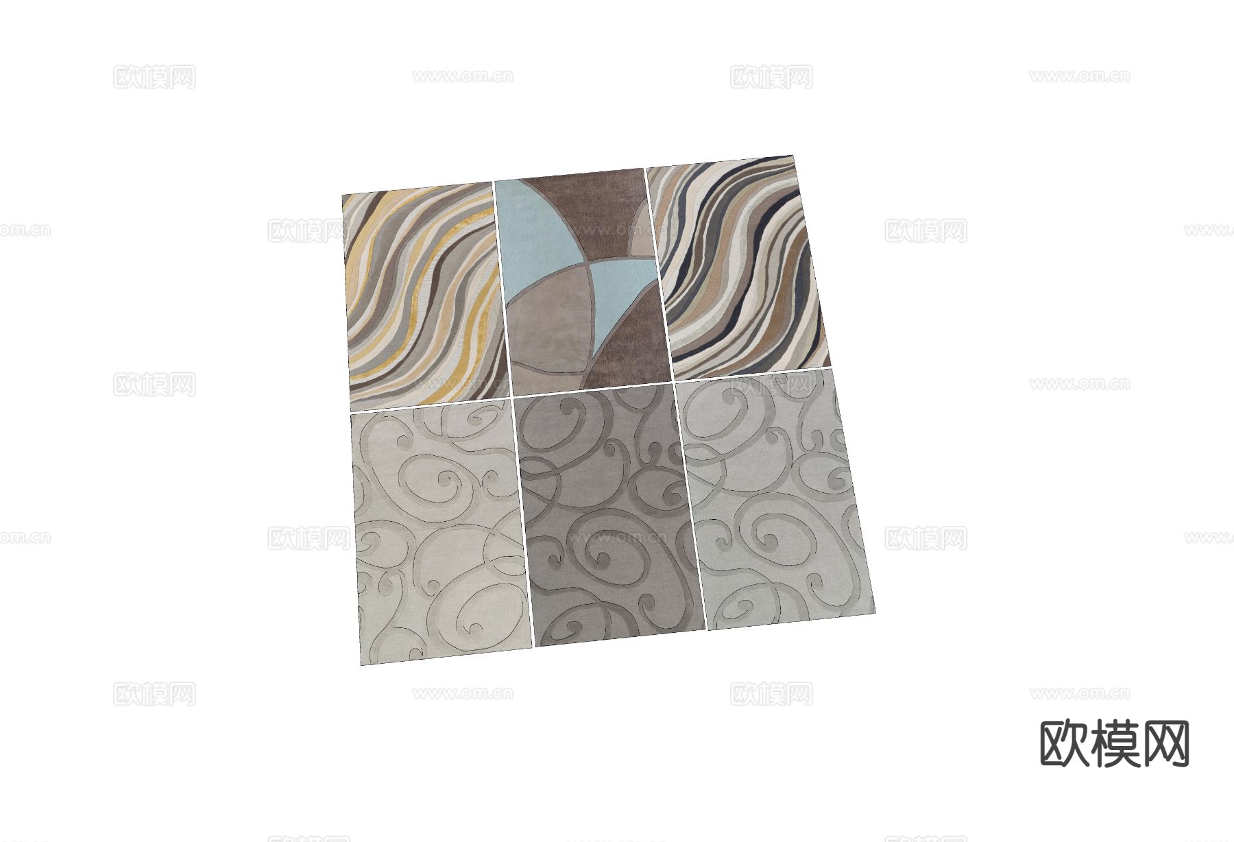 方形地毯 客厅地毯su模型下载（渲染图1）