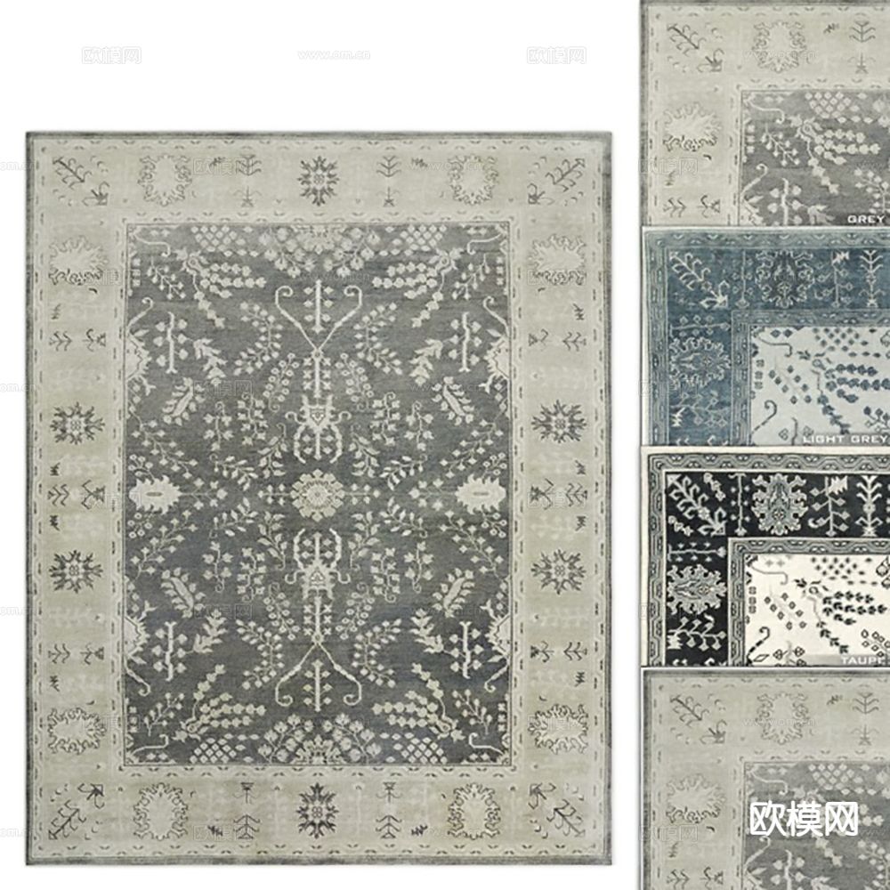欧式地毯 卧室地毯 客厅地毯su模型下载（渲染图2）